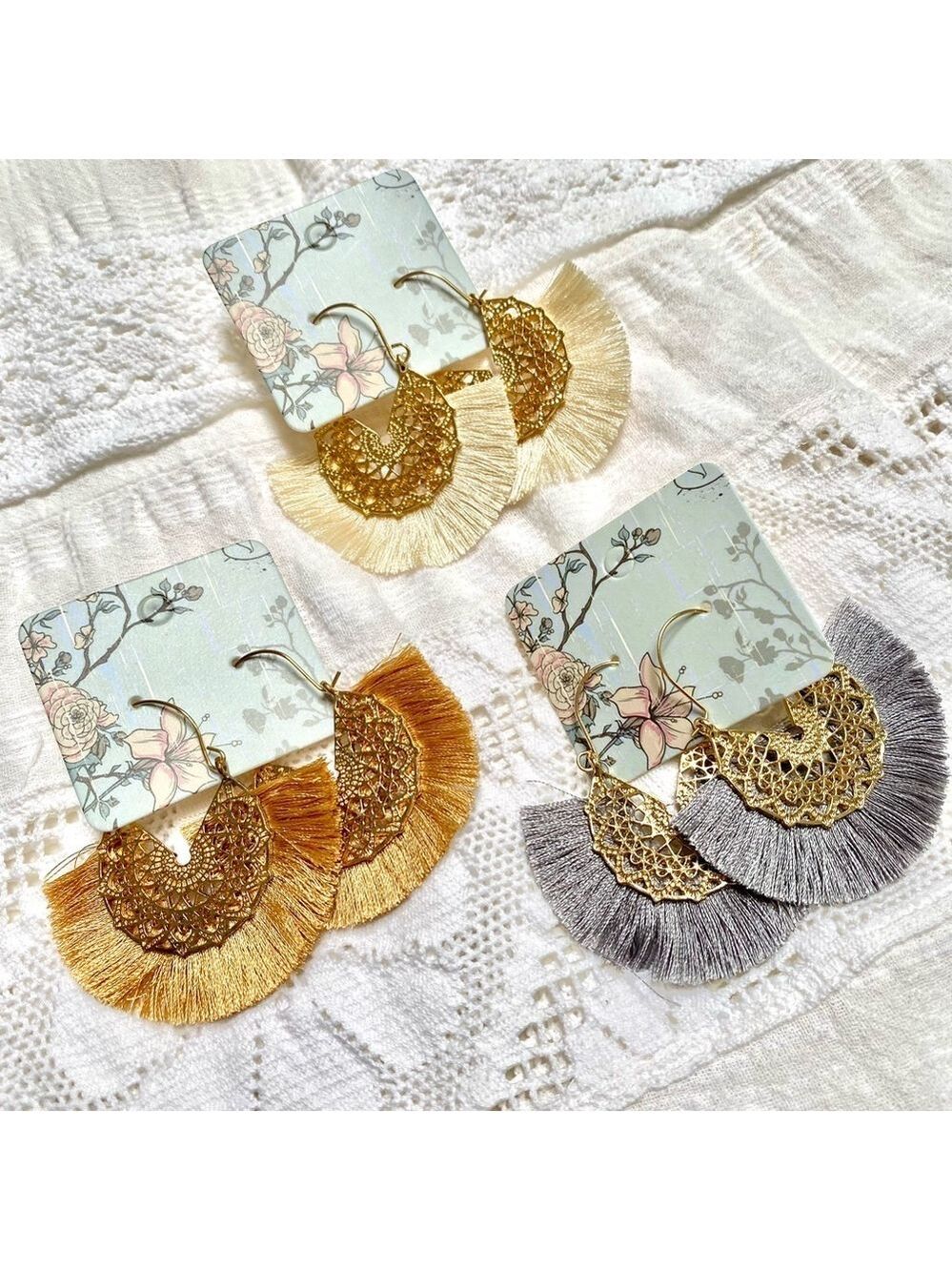 Earth Goddess Fringe tassel boho earrings w hippy retro vibe